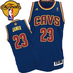 Maillot NBA Cleveland Cavaliers #23 LeBron James Bleu marin Adidas Swingman CavFanatic 2015 The Finals Patch - Homme