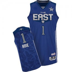 Chicago Bulls #1 Adidas 2011 All Star Bleu Authentic Maillot d'équipe de NBA pas cher - Derrick Rose pour Homme