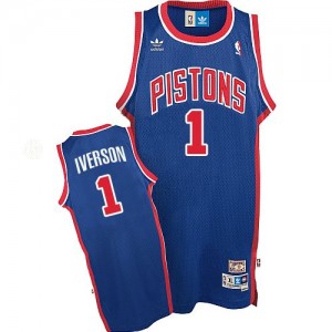 Maillot Adidas Bleu Throwback Swingman Detroit Pistons - Allen Iverson #1 - Homme