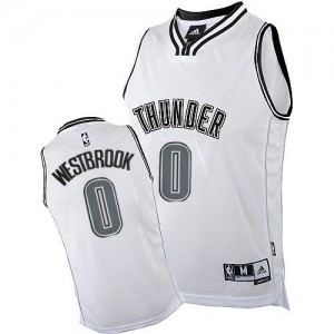 Maillot NBA Oklahoma City Thunder #0 Russell Westbrook Blanc Adidas Authentic - Homme