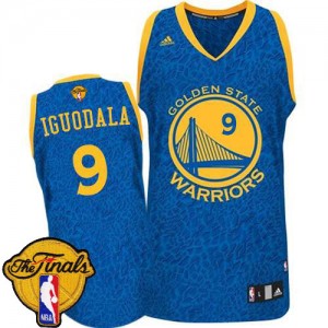 Maillot NBA Bleu Andre Iguodala #9 Golden State Warriors Crazy Light 2015 The Finals Patch Authentic Homme Adidas