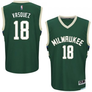 Milwaukee Bucks Greivis Vasquez #18 Road Authentic Maillot d'équipe de NBA - Vert pour Homme