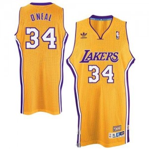 Maillot NBA Los Angeles Lakers #34 Shaquille O'Neal Or Adidas Swingman Throwback - Homme