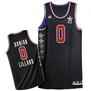 Maillot NBA Noir Damian Lillard #0 Portland Trail Blazers 2015 All Star Authentic Homme Adidas