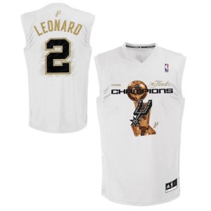 Maillot NBA Blanc Kawhi Leonard #2 San Antonio Spurs 2014 NBA Finals Champions Authentic Homme Adidas