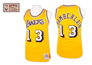 Los Angeles Lakers Mitchell and Ness Wilt Chamberlain #13 Throwback Authentic Maillot d'équipe de NBA - Or pour Homme