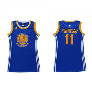 Maillot NBA Bleu Klay Thompson #11 Golden State Warriors Dress Authentic Femme Adidas