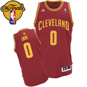 Maillot NBA Vin Rouge Kevin Love #0 Cleveland Cavaliers Road 2015 The Finals Patch Swingman Homme Adidas