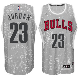 Maillot NBA Gris Michael Jordan #23 Chicago Bulls City Light Swingman Homme Adidas