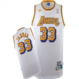 Los Angeles Lakers Kareem Abdul-Jabbar #33 Throwback Swingman Maillot d'équipe de NBA - Blanc pour Homme