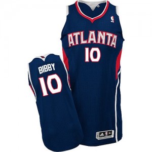 Maillot NBA Atlanta Hawks #10 Mike Bibby Bleu marin Adidas Authentic Road - Homme