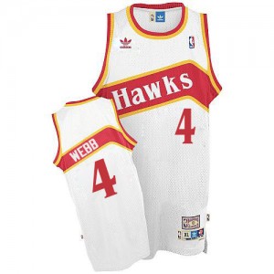 Maillot NBA Atlanta Hawks #4 Spud Webb Blanc Adidas Swingman Throwback - Homme