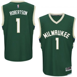 Maillot Adidas Vert Road Authentic Milwaukee Bucks - Oscar Robertson #1 - Homme