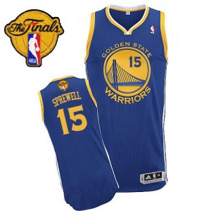 Maillot NBA Authentic Latrell Sprewell #15 Golden State Warriors Road 2015 The Finals Patch Bleu royal - Homme
