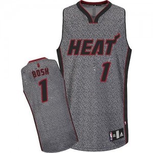 Miami Heat Chris Bosh #1 Static Fashion Authentic Maillot d'équipe de NBA - Gris pour Homme