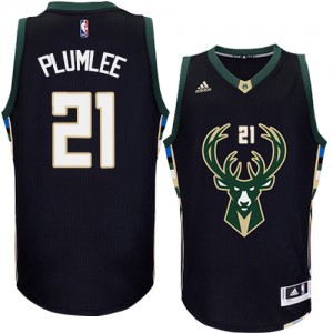 Milwaukee Bucks #21 Adidas Alternate Noir Authentic Maillot d'équipe de NBA pas cher - Miles Plumlee pour Homme