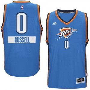 Maillot NBA Bleu Russell Westbrook #0 Oklahoma City Thunder 2014-15 Christmas Day Authentic Homme Adidas
