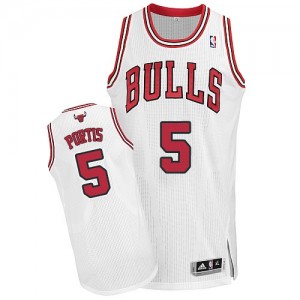 Chicago Bulls #5 Adidas Home Blanc Authentic Maillot d'équipe de NBA vente en ligne - Bobby Portis pour Homme