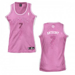 New York Knicks #7 Adidas Fashion Rose Authentic Maillot d'équipe de NBA Braderie - Carmelo Anthony pour Femme