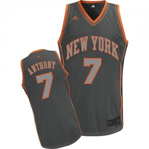 Maillot NBA New York Knicks #7 Carmelo Anthony Gris Adidas Swingman Graystone Fashion - Homme