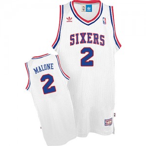 Maillot Authentic Philadelphia 76ers NBA Throwback Blanc - #2 Moses Malone - Homme