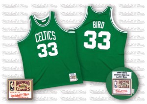 Maillot NBA Boston Celtics #33 Larry Bird Vert Mitchell and Ness Authentic Throwback - Homme