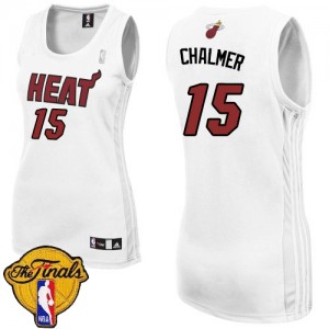 Maillot NBA Authentic Mario Chalmer #15 Miami Heat Home Finals Patch Blanc - Femme
