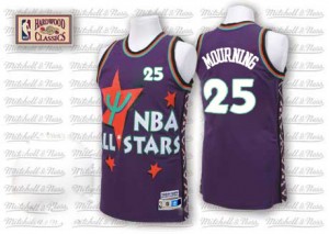 Charlotte Hornets Alonzo Mourning #25 Throwback 1995 All Star Authentic Maillot d'équipe de NBA - Violet pour Homme