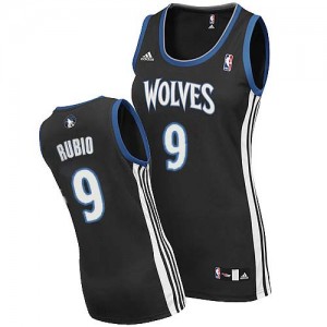 Maillot NBA Noir Ricky Rubio #9 Minnesota Timberwolves Alternate Swingman Femme Adidas