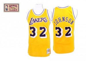 Maillot NBA Authentic Magic Johnson #32 Los Angeles Lakers Throwback Or - Homme