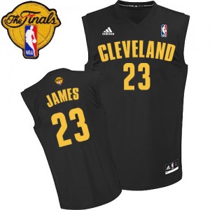 Maillot NBA Noir LeBron James #23 Cleveland Cavaliers Fashion 2015 The Finals Patch Authentic Homme Adidas