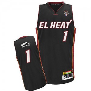 Maillot NBA Noir Chris Bosh #1 Miami Heat Latin Nights Authentic Homme Adidas