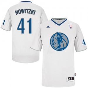 Maillot NBA Blanc Dirk Nowitzki #41 Dallas Mavericks 2013 Christmas Day Authentic Homme Adidas