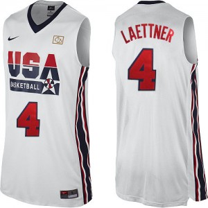 Maillot NBA Team USA #4 Christian Laettner Blanc Nike Authentic 2012 Olympic Retro - Homme