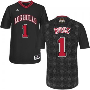 Chicago Bulls #1 Adidas New Latin Nights Noir Swingman Maillot d'équipe de NBA Promotions - Derrick Rose pour Homme