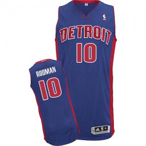 Maillot NBA Detroit Pistons #10 Dennis Rodman Bleu royal Adidas Authentic Road - Homme