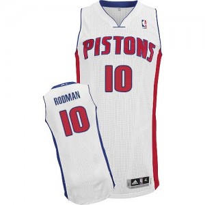 Detroit Pistons #10 Adidas Home Blanc Authentic Maillot d'équipe de NBA Braderie - Dennis Rodman pour Homme