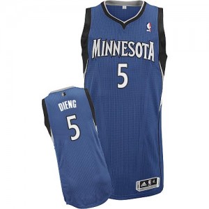 Maillot NBA Slate Blue Gorgui Dieng #5 Minnesota Timberwolves Road Authentic Homme Adidas