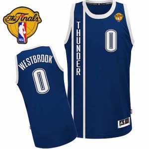 Maillot NBA Oklahoma City Thunder #0 Russell Westbrook Bleu marin Adidas Authentic Alternate Finals Patch - Homme