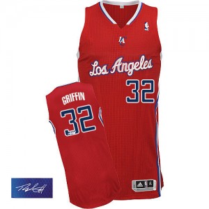 Maillot NBA Rouge Blake Griffin #32 Los Angeles Clippers Road Autographed Authentic Homme Adidas