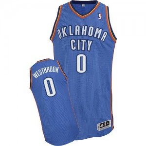 Maillot NBA Oklahoma City Thunder #0 Russell Westbrook Bleu royal Adidas Authentic Road - Homme