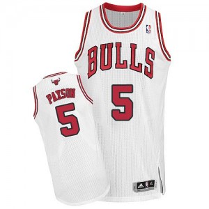 Maillot NBA Chicago Bulls #5 John Paxson Blanc Adidas Authentic Home - Homme