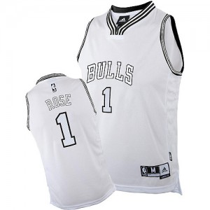 Chicago Bulls #1 Adidas Blanc Authentic Maillot d'équipe de NBA Magasin d'usine - Derrick Rose pour Homme