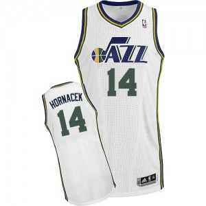 Maillot NBA Authentic Jeff Hornacek #14 Utah Jazz Home Blanc - Homme