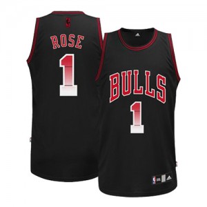 Maillot Adidas Noir Fashion Authentic Chicago Bulls - Derrick Rose #1 - Homme