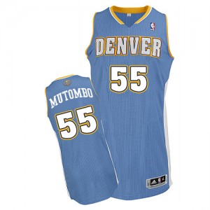 Maillot Adidas Bleu clair Road Authentic Denver Nuggets - Dikembe Mutombo #55 - Homme