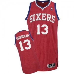 Philadelphia 76ers Wilt Chamberlain #13 Road Authentic Maillot d'équipe de NBA - Rouge pour Homme