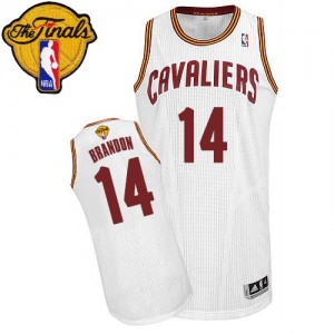 Maillot NBA Authentic Terrell Brandon #14 Cleveland Cavaliers Home 2015 The Finals Patch Blanc - Homme