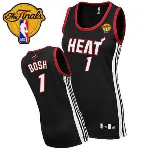 Maillot NBA Noir Chris Bosh #1 Miami Heat Road Finals Patch Swingman Femme Adidas