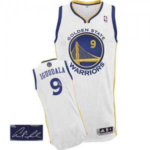 Golden State Warriors #9 Adidas Home Autographed Blanc Authentic Maillot d'équipe de NBA prix d'usine en ligne - Andre Iguodala pour Homme